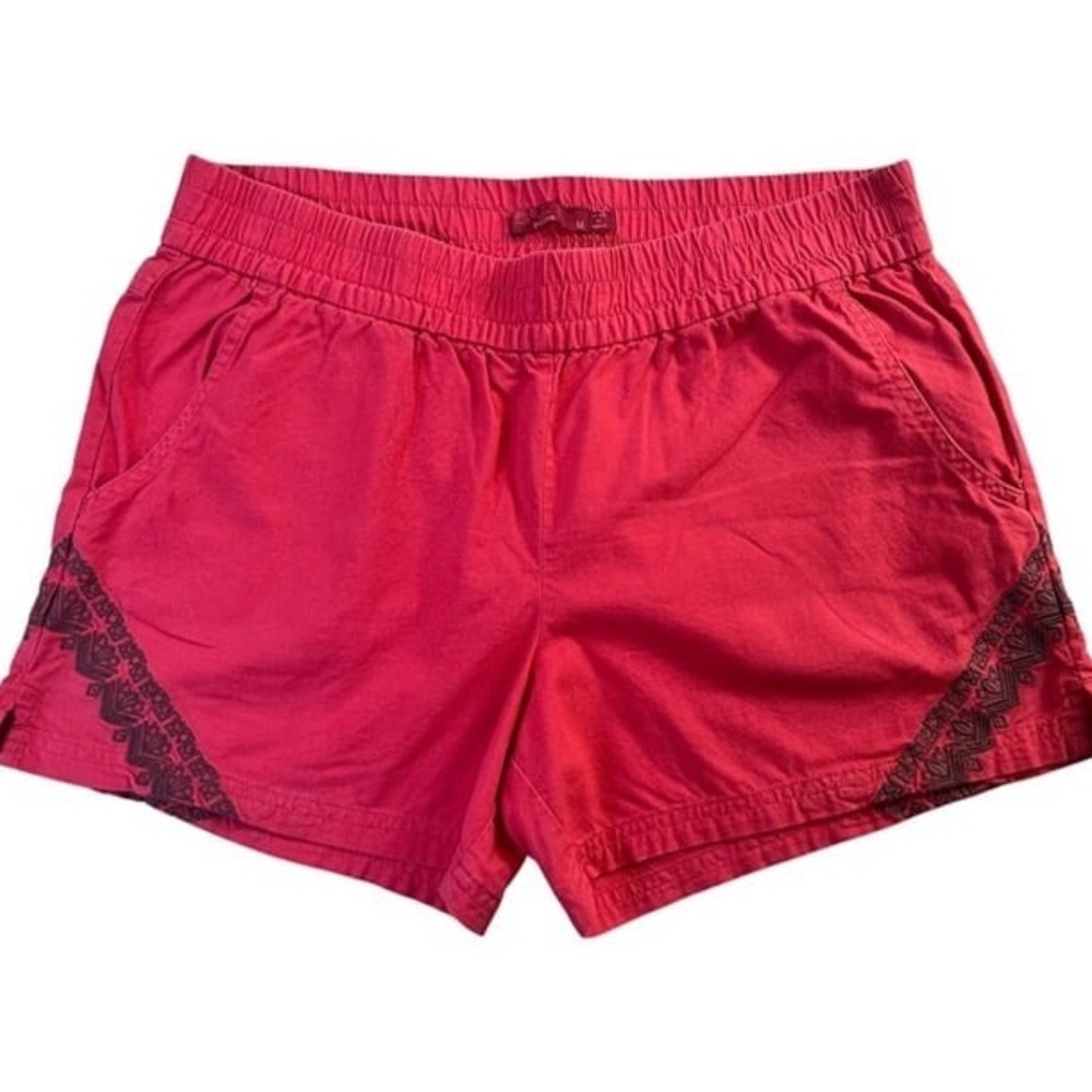 Prana Shorts Coral Embroidered Women's sz M Organic Cotton Summer Beach Casual